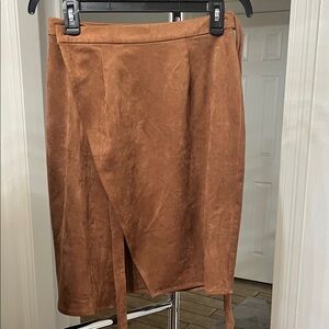 Lulu's Chic Brown Suede Pencil Skirt